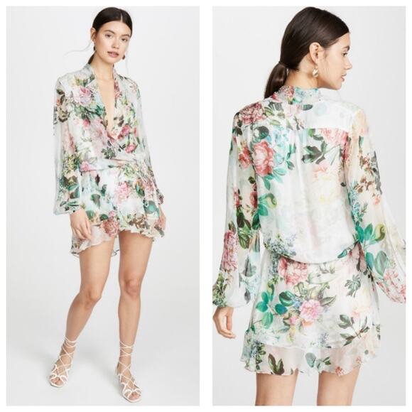 Rococo Sand Isa Wrap Dress Size XS Silk Floral Long Sleeve Mini Bohemian Resort - Picture 14 of 14